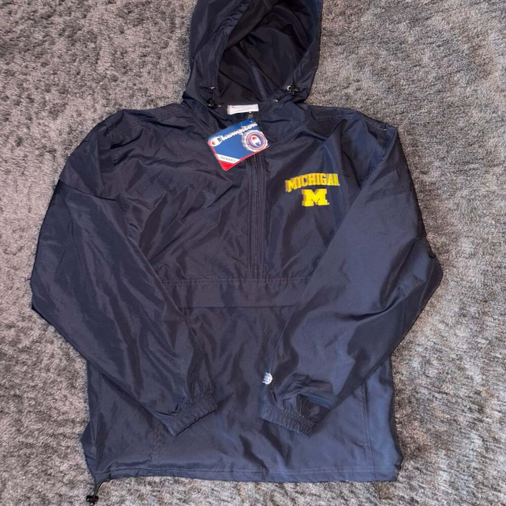 Champion Michigan Wolverines Packable Half-Zip Windbreaker Jacket Size S